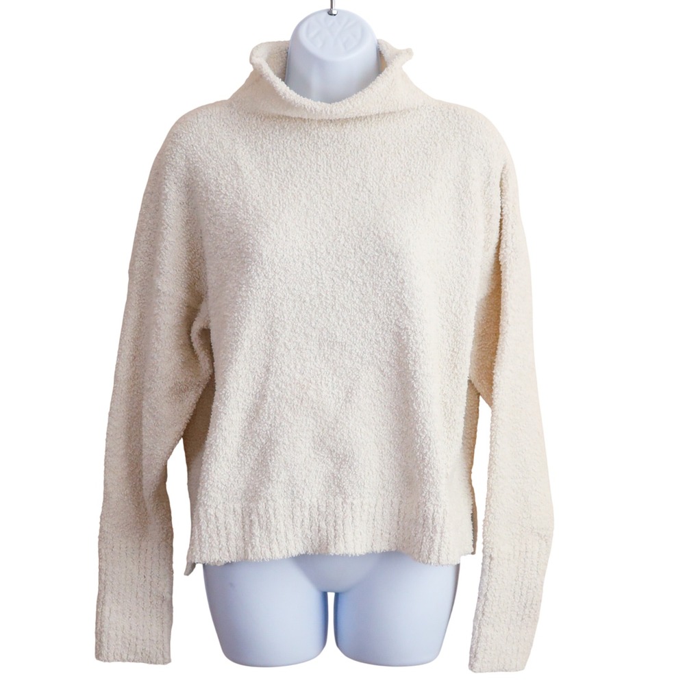 UGG Turtleneck Sweater Womens Large Cream Teddy Knit‎ Plush Cozy Drop Shoulder L